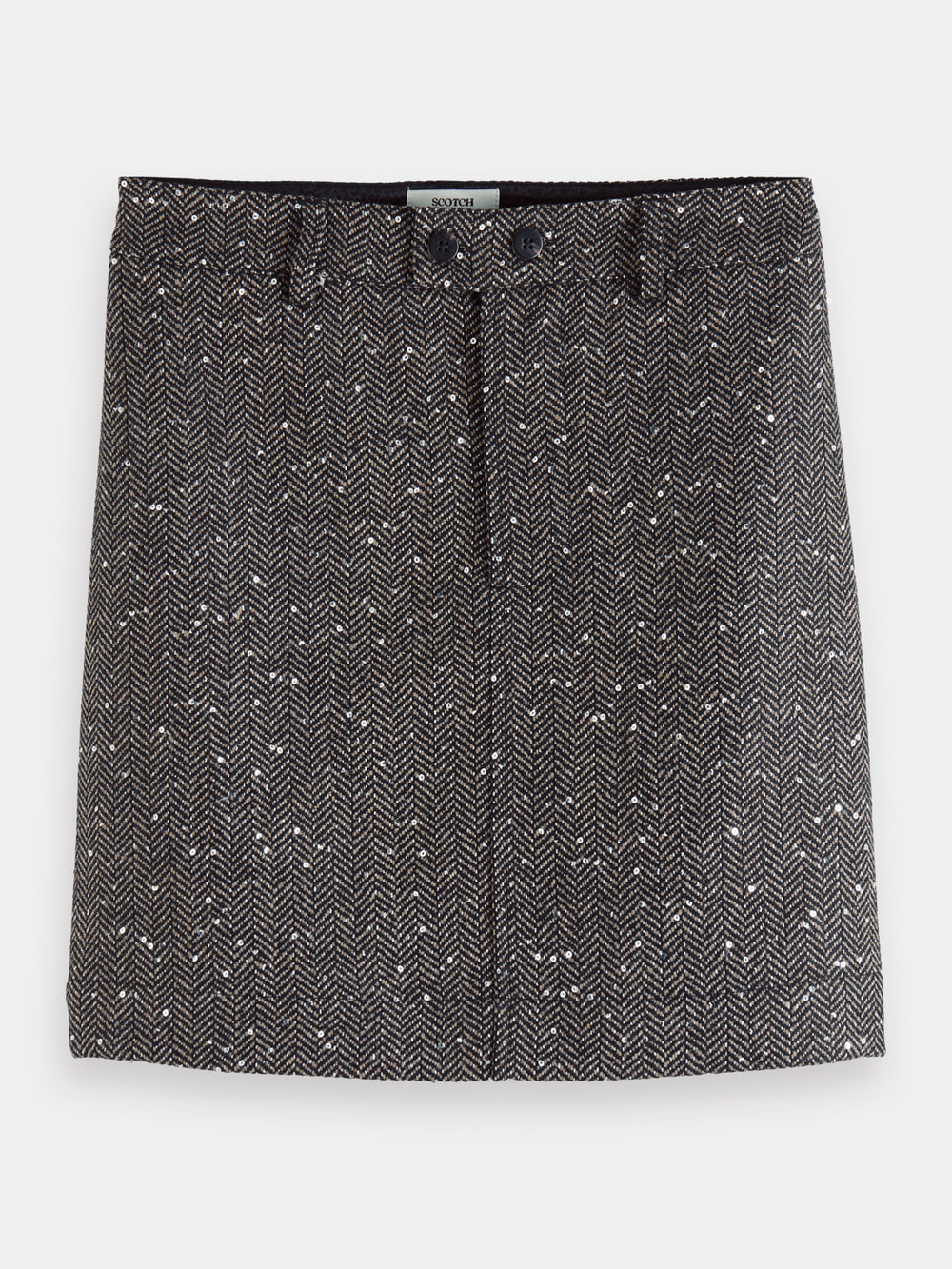 Herringbone sequin mini skirt