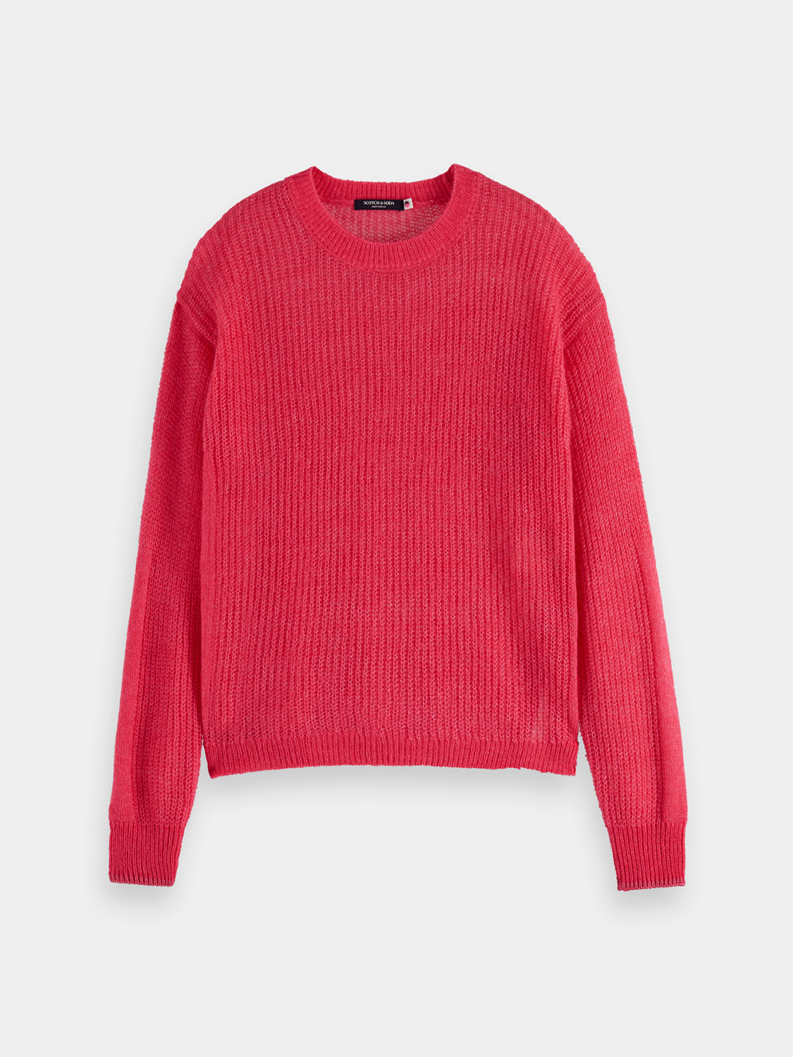 Fuzzy open knit pullover