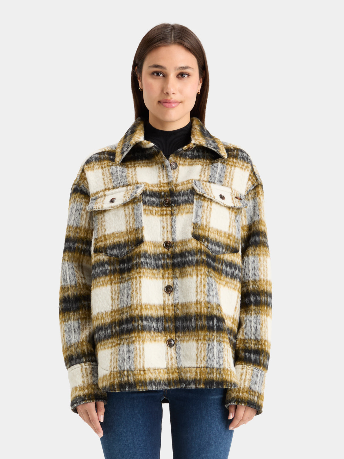 Brushed check shirt jacket - Scotch & Soda NZ