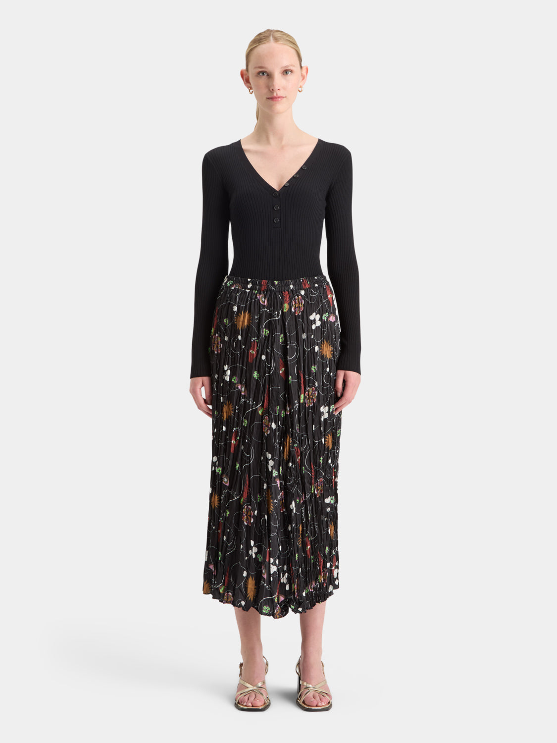 Pleated floral midi skirt - Scotch & Soda NZ