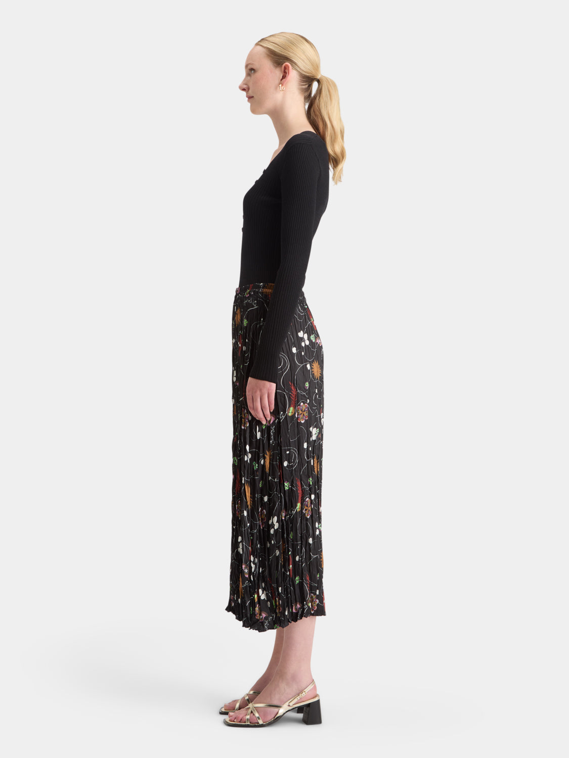 Pleated floral midi skirt - Scotch & Soda NZ