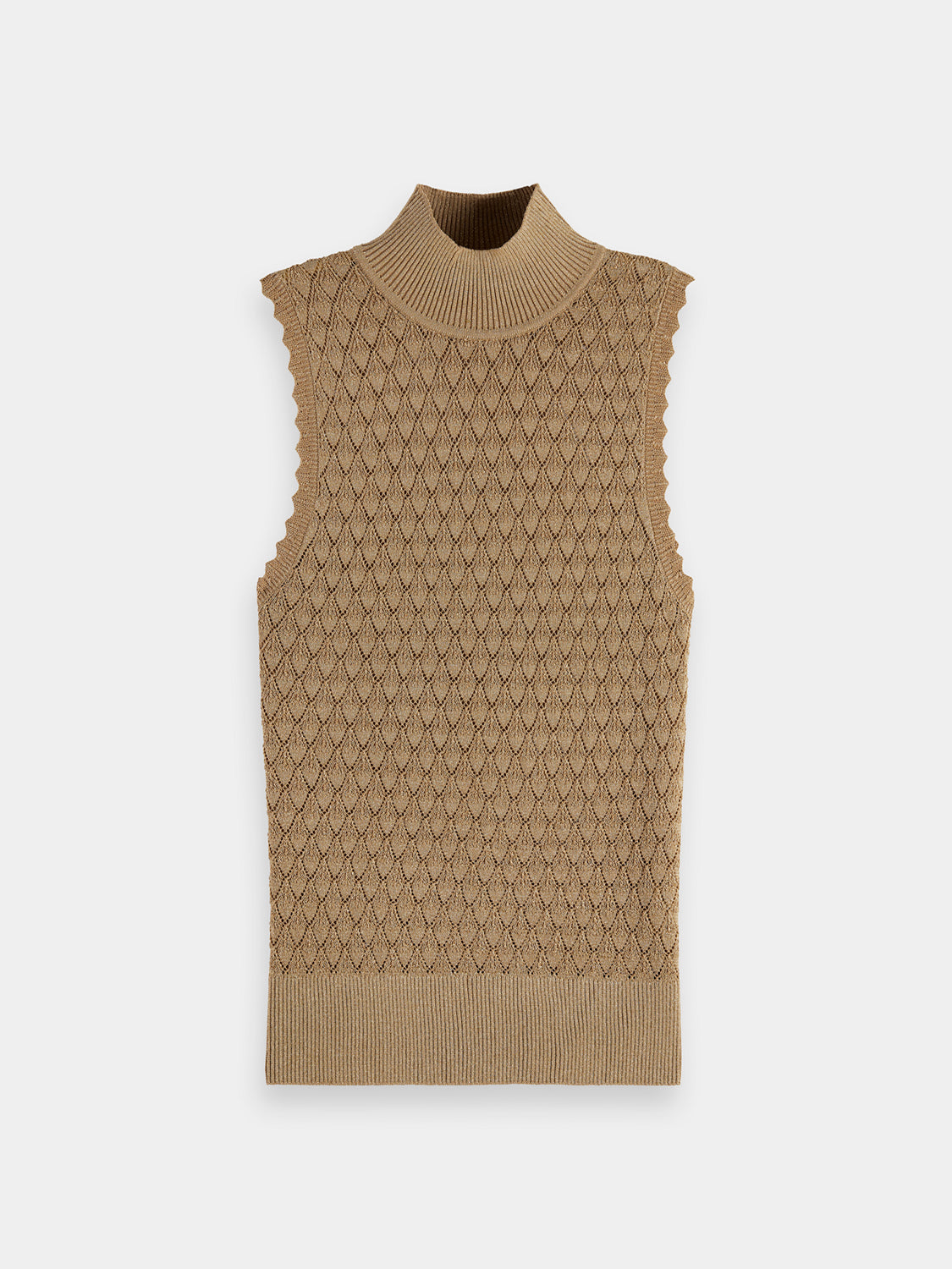 Metallic pointelle knit tank - Scotch & Soda NZ