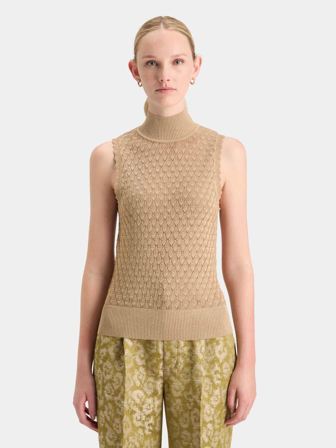 Metallic pointelle knit tank - Scotch & Soda NZ
