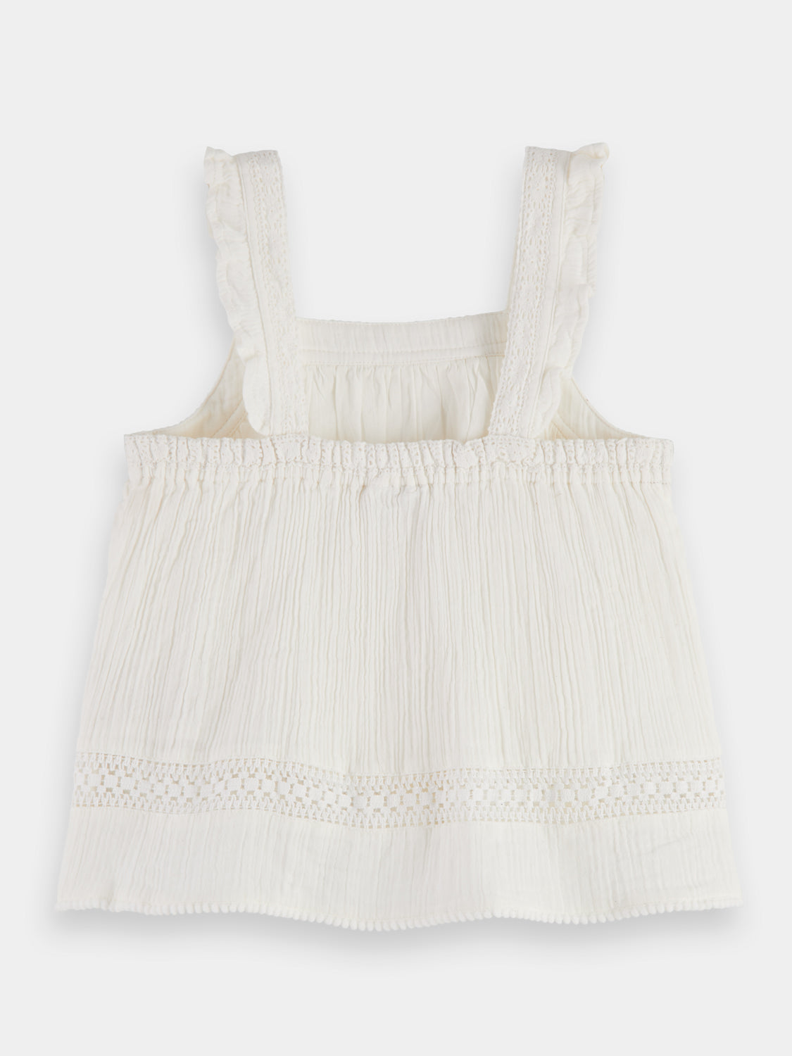 Kids - Lace detail crinkle cotton tank top