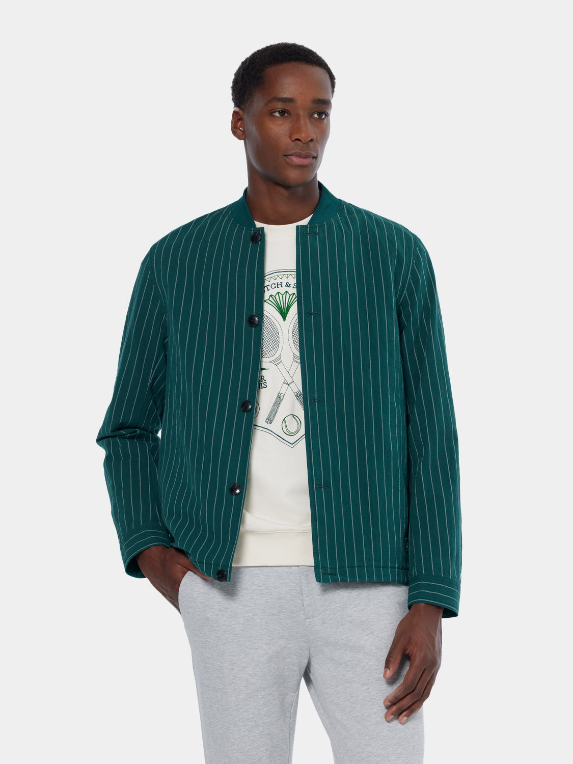 Pinstriped bomber jacket - Scotch & Soda NZ