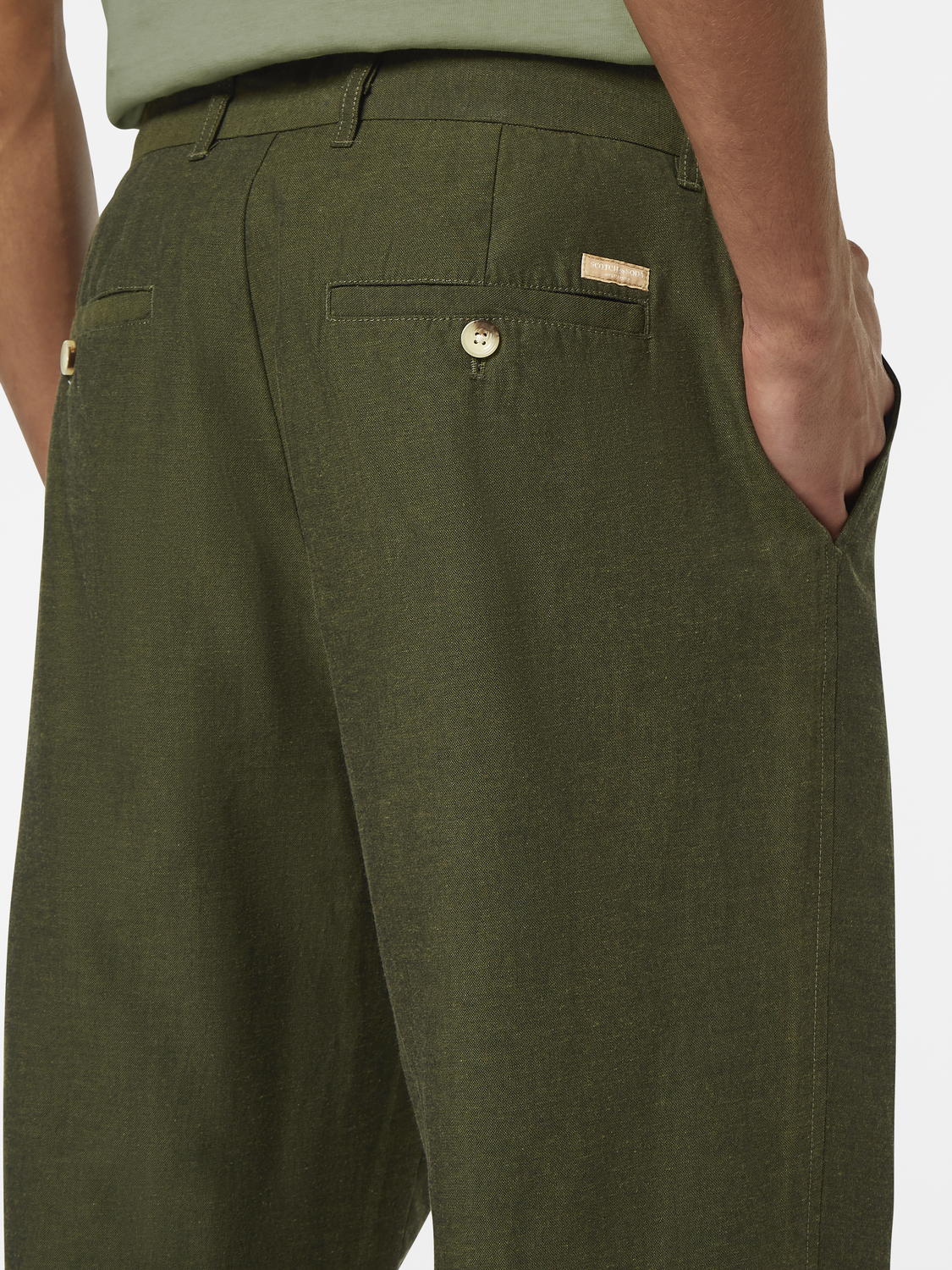 SCOTCH & SODA Otis straight-fit chinos pants in neutral fabric, displayed flat on a white background.