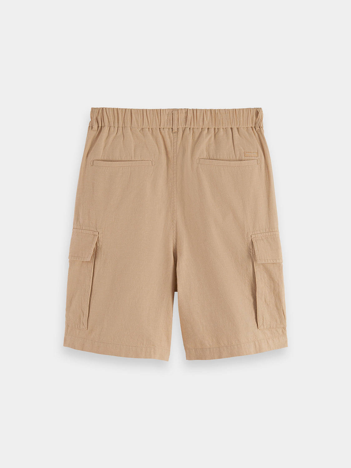 Back view of Scotch & Soda cargo shorts showing multiple pockets and relaxed fit on a plain background.