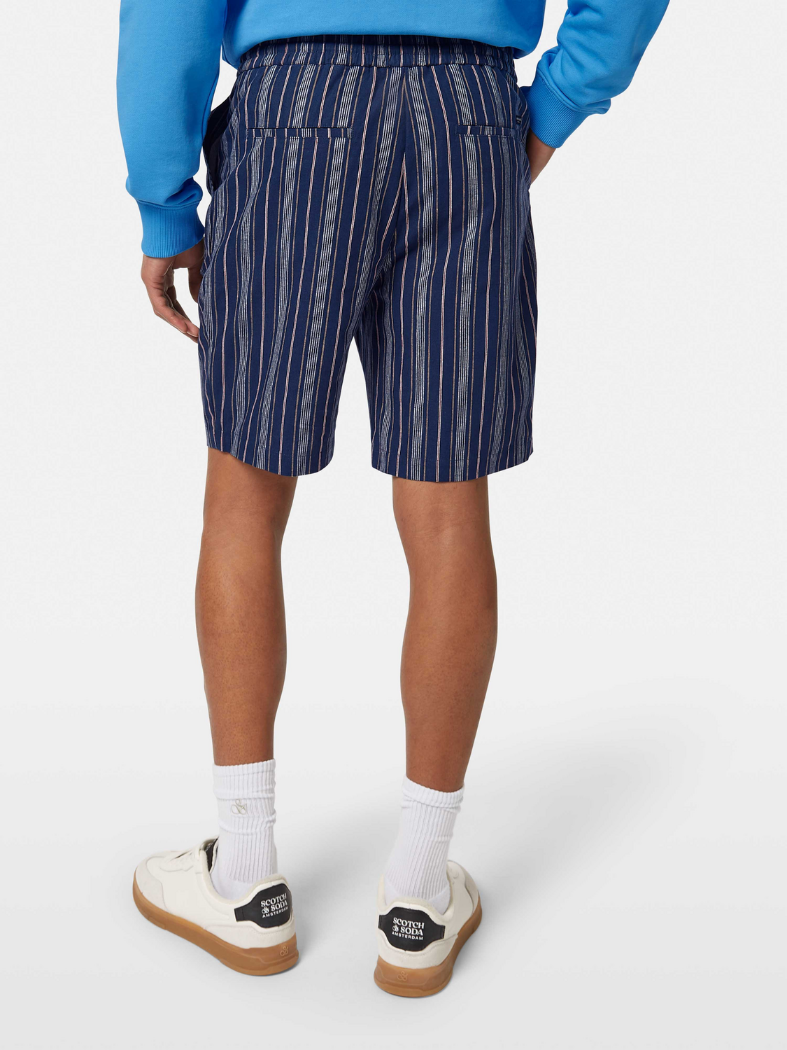 SCOTCH & SODA Fave printed shorts with colorful pattern, front and back view, casual summer style, lightweight fabric.