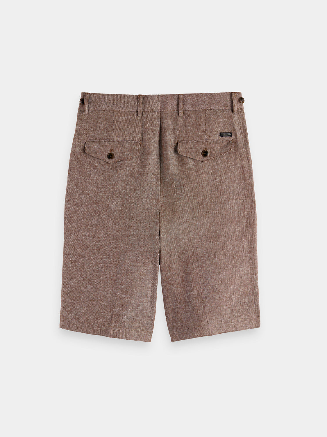 Back view of Scotch & Soda pleated shorts, stylish casual shorts with a relaxed fit and pleated design.