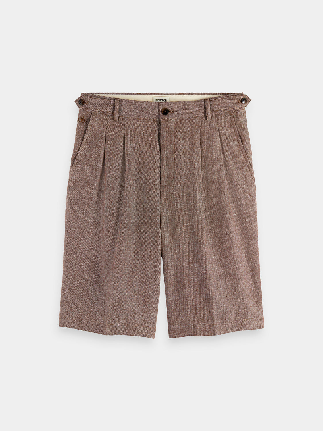 SCOTCH & SODA pleated shorts featuring a relaxed fit and stylish design, shown in this image.