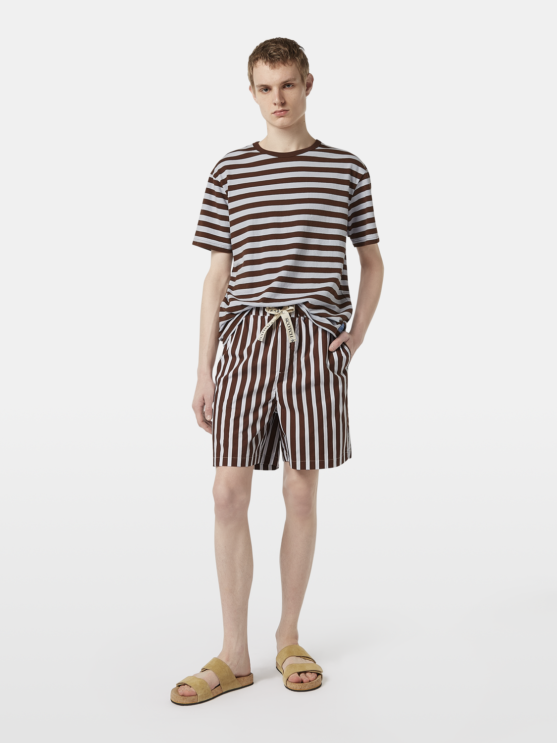 Waffle striped t-shirt - Scotch & Soda NZ