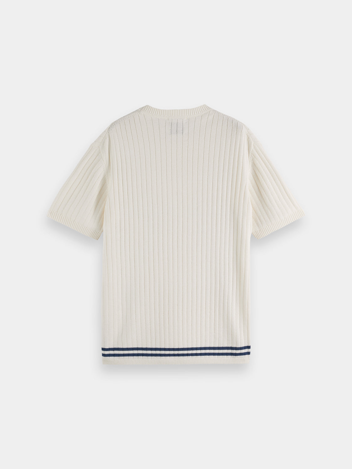Structured knitted t-shirt by Scotch & Soda, featuring a textured knitwear design, shown from the back view.