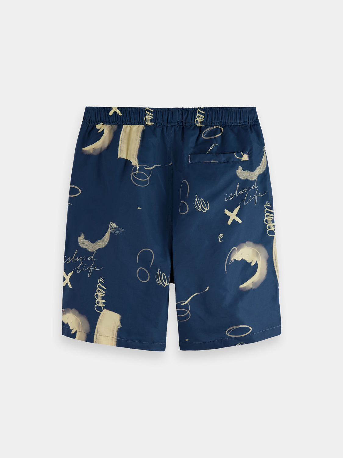 Printed Scotch & Soda swimshorts with vibrant pattern, lightweight swimwear designed for comfort and style.