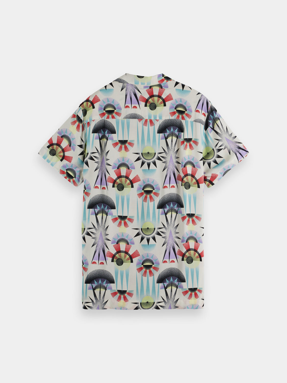 Printed short-sleeved shirt by Scotch & Soda featuring a stylish design, displayed flat on a plain background.