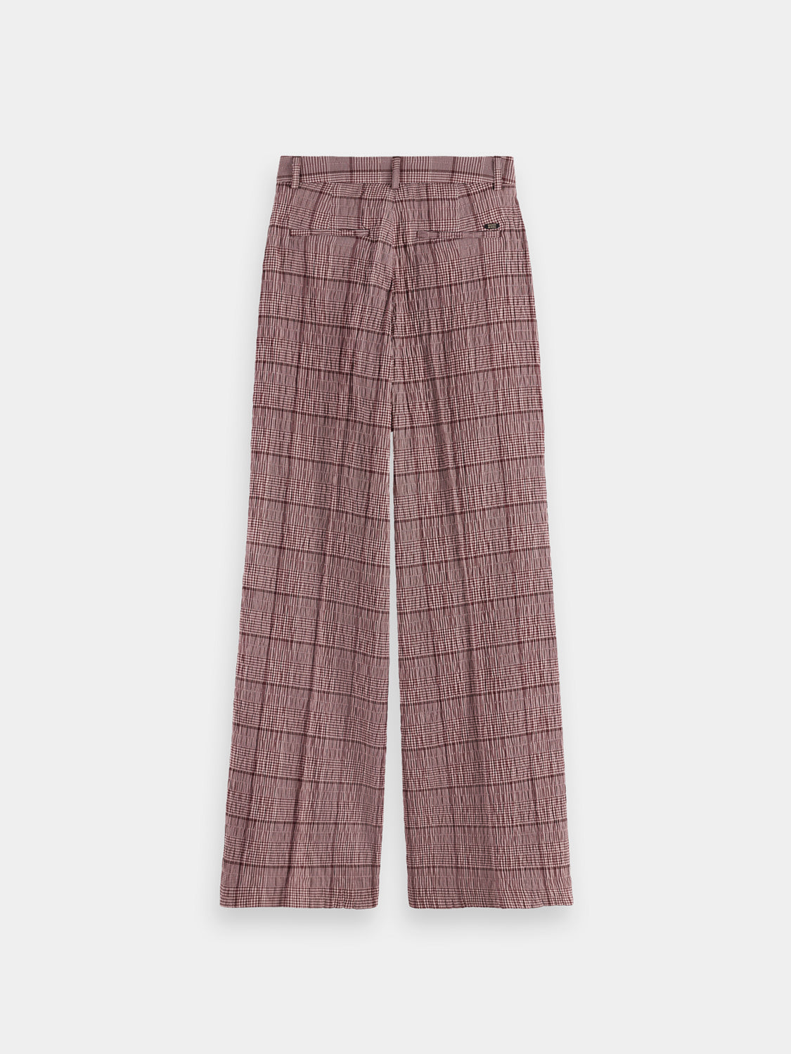 Wide-fit rose-colored pants by Scotch & Soda, featuring a relaxed style and tailored fit, shown from the back.