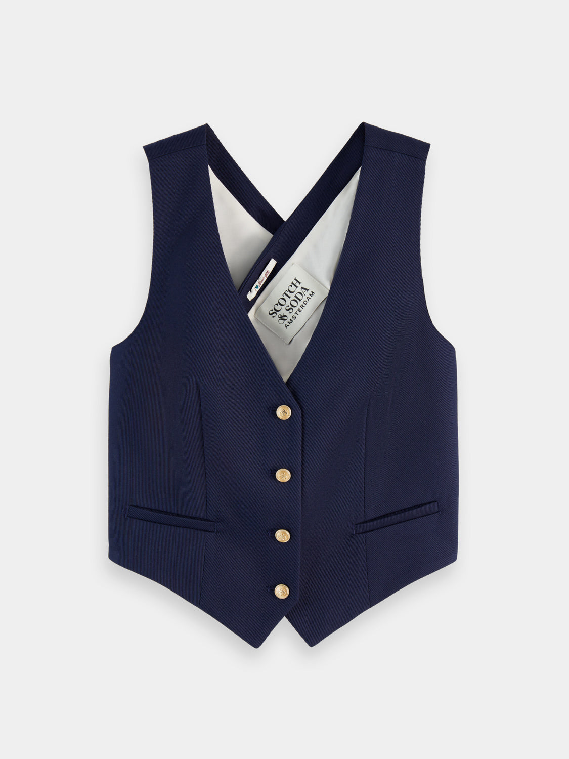 Cross back gabardine waistcoat - Scotch & Soda NZ