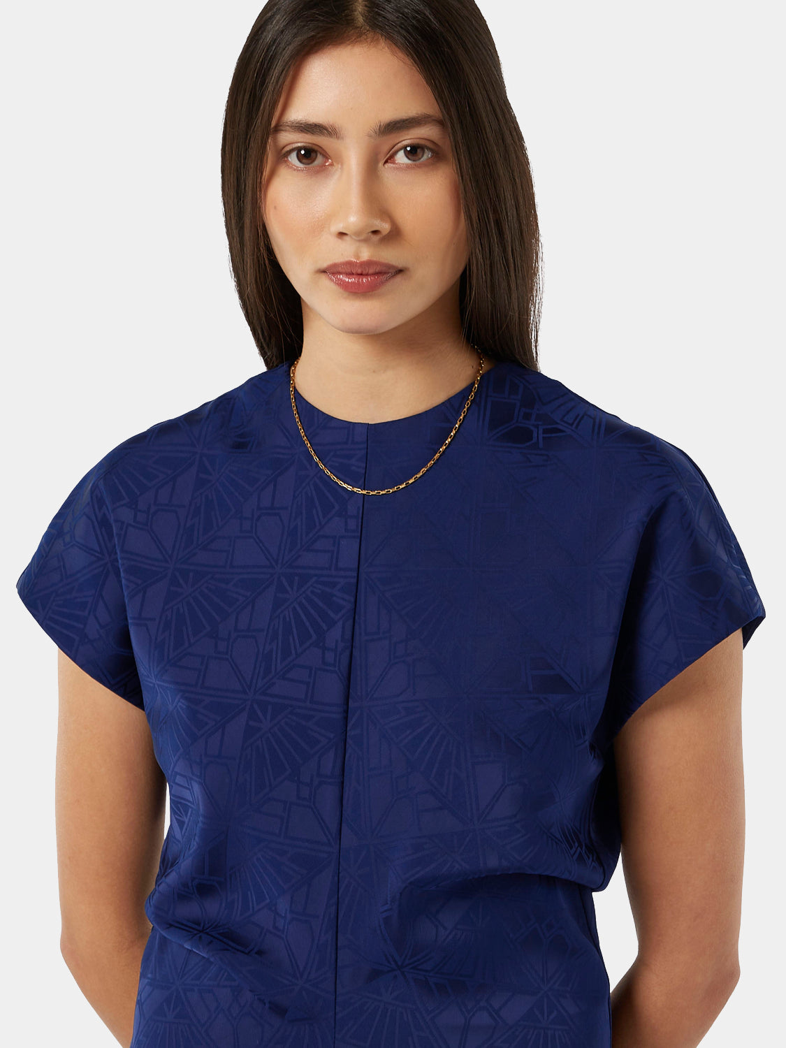 Midi satin jacquard dress