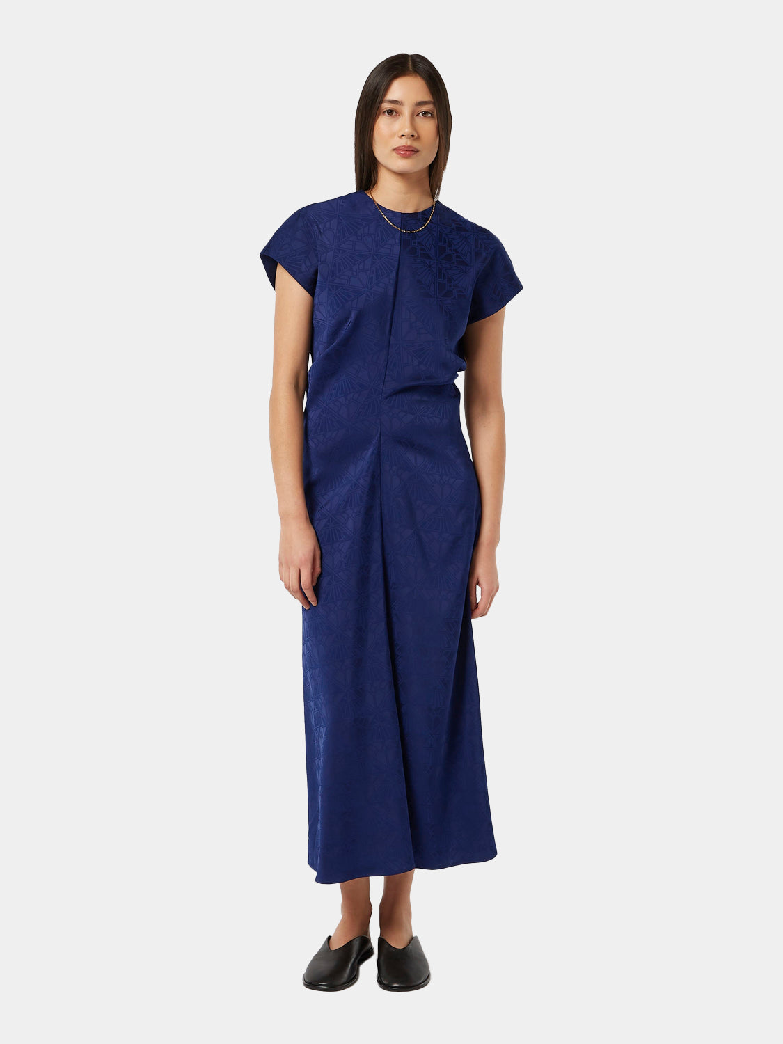 Midi satin jacquard dress