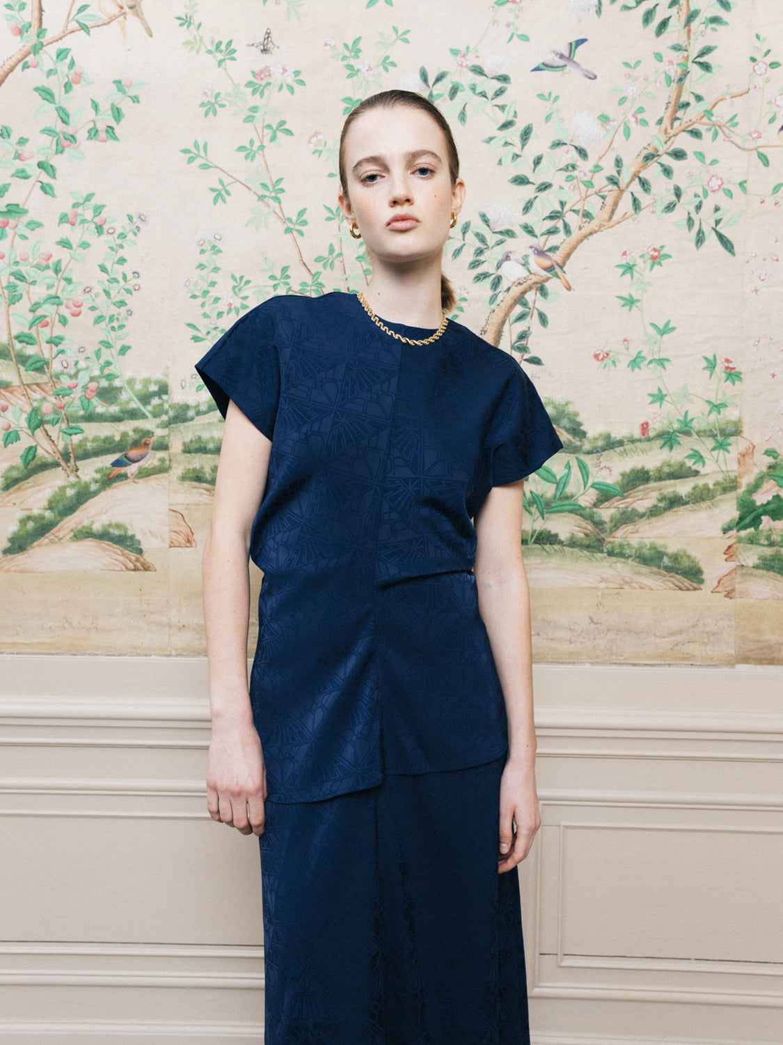 Satin jacquard top