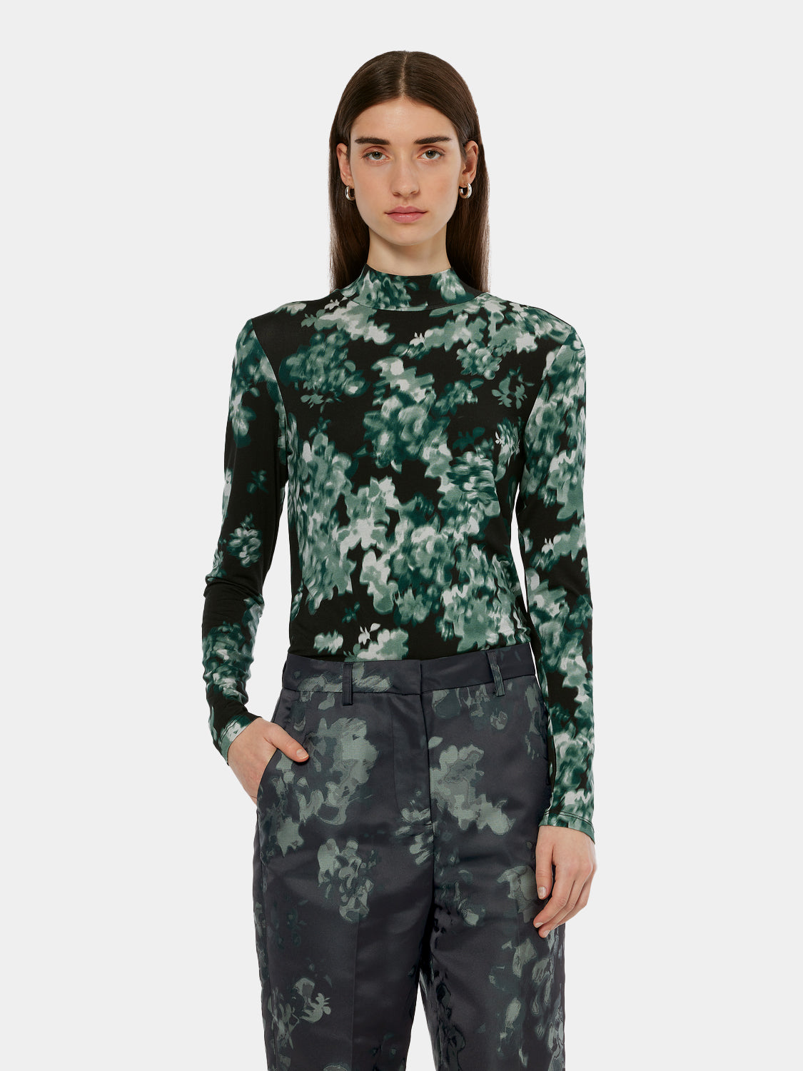 Printed mock neck