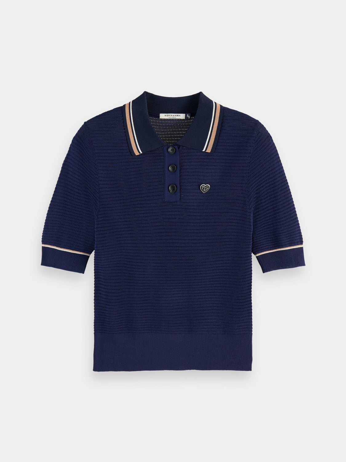 Pointelle collared knitted top - Scotch & Soda NZ