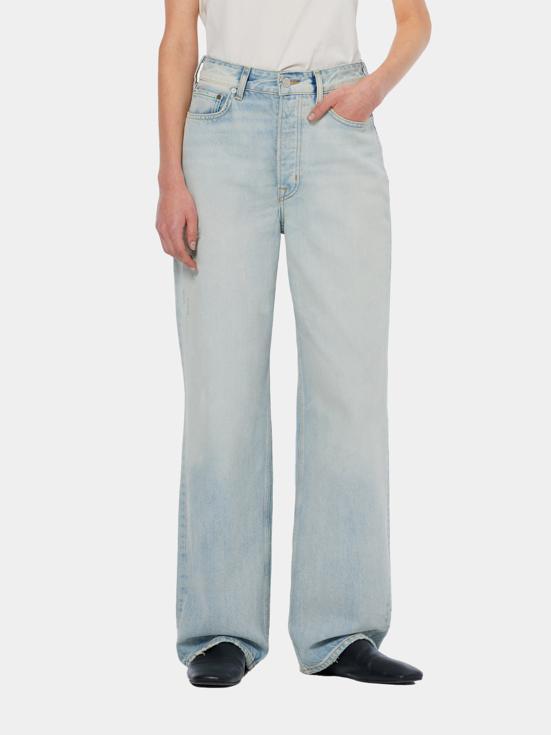 Scotch & Soda Ripple straight-fit denim jeans displayed on a model, showcasing classic blue wash and clean, tailored fit.