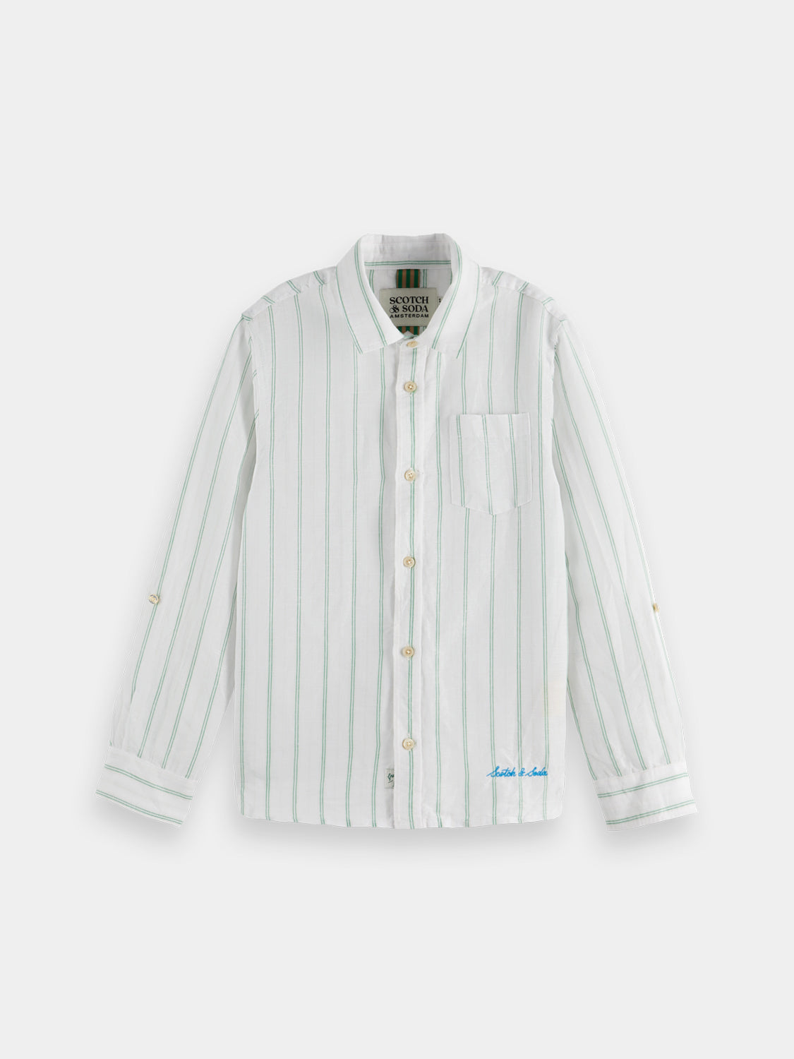 Kids - Yarn-dyed linen shirt - Scotch & Soda NZ