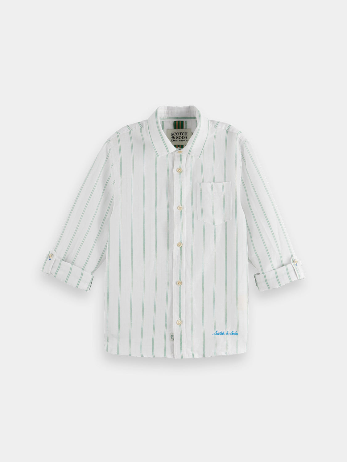 Kids - Yarn-dyed linen shirt - Scotch & Soda NZ