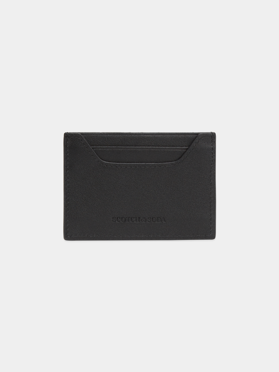 Leather cardholder by Scotch & Soda, compact and stylish bags accessory with multiple card slots and sleek black design.