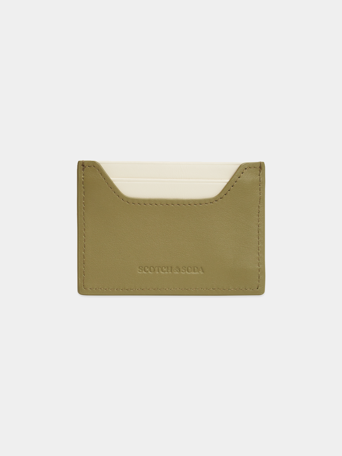 Leather cardholder by Scotch & Soda featuring multiple card slots and sleek design, shown in black leather.