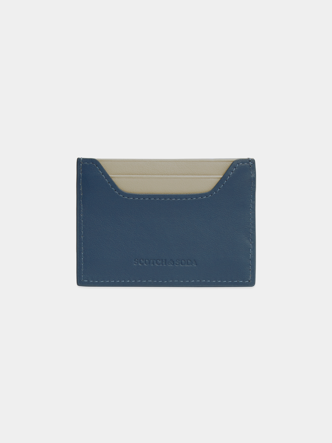SCOTCH & SODA leather cardholder in black, compact design with multiple card slots and smooth leather finish.
