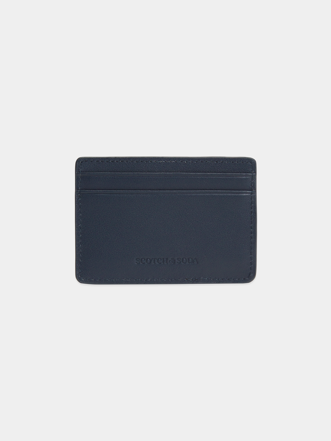 Black leather cardholder from Scotch & Soda, compact and stylish with multiple card slots, designed for everyday use.
