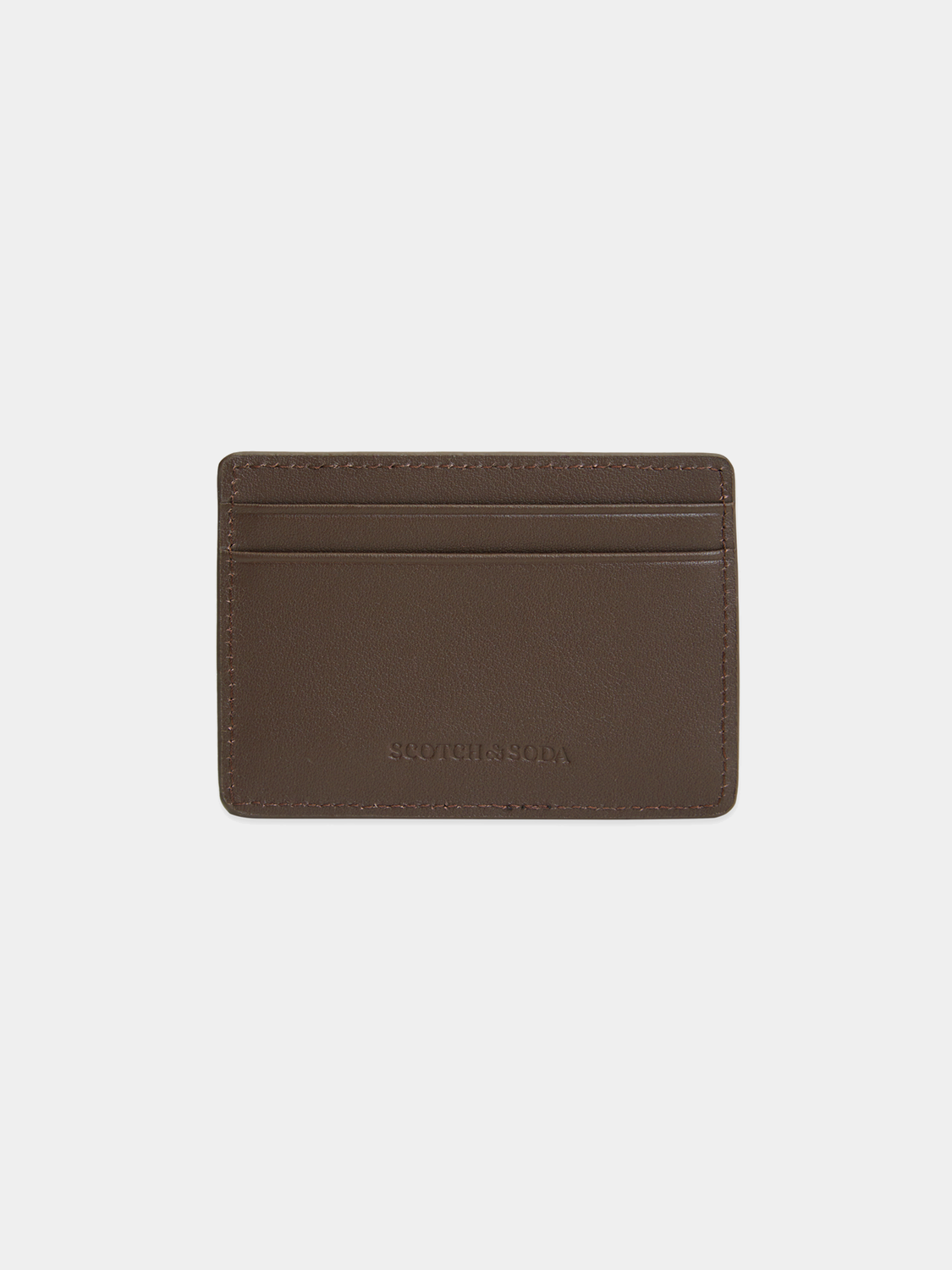 Black leather SCOTCH & SODA cardholder with multiple card slots, compact and stylish for everyday use.