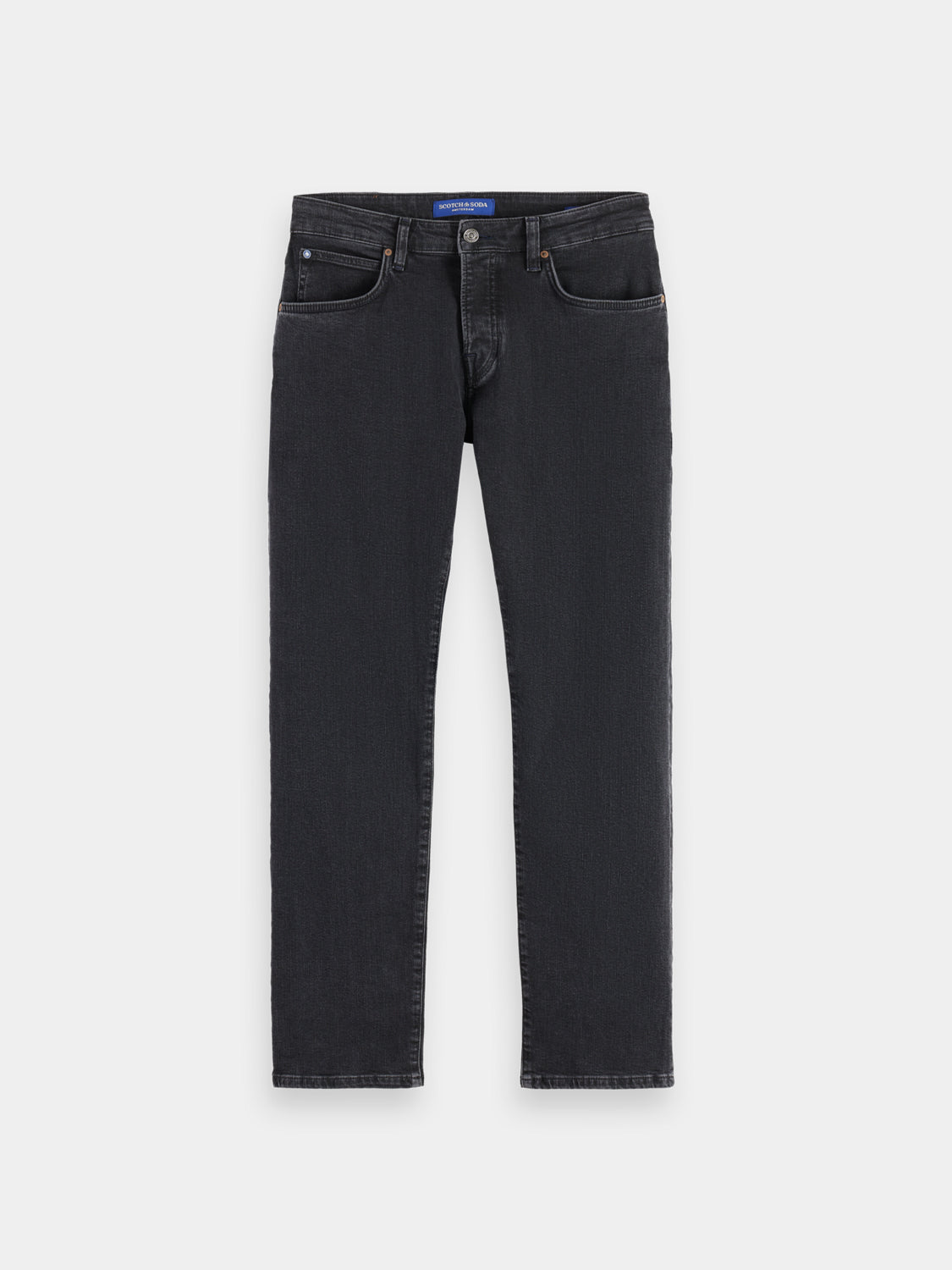 SCOTCH & SODA Zee straight-fit denim jeans with classic five-pocket design and medium wash finish.