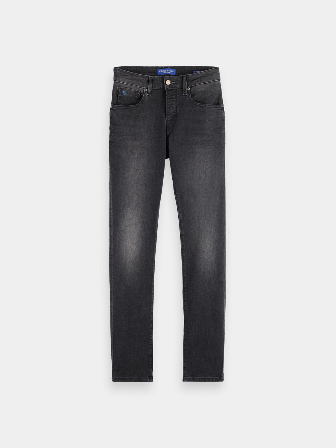 Slim-fit denim jeans by Scotch & Soda, Ralston style, featuring classic five-pocket design and modern stitching details.