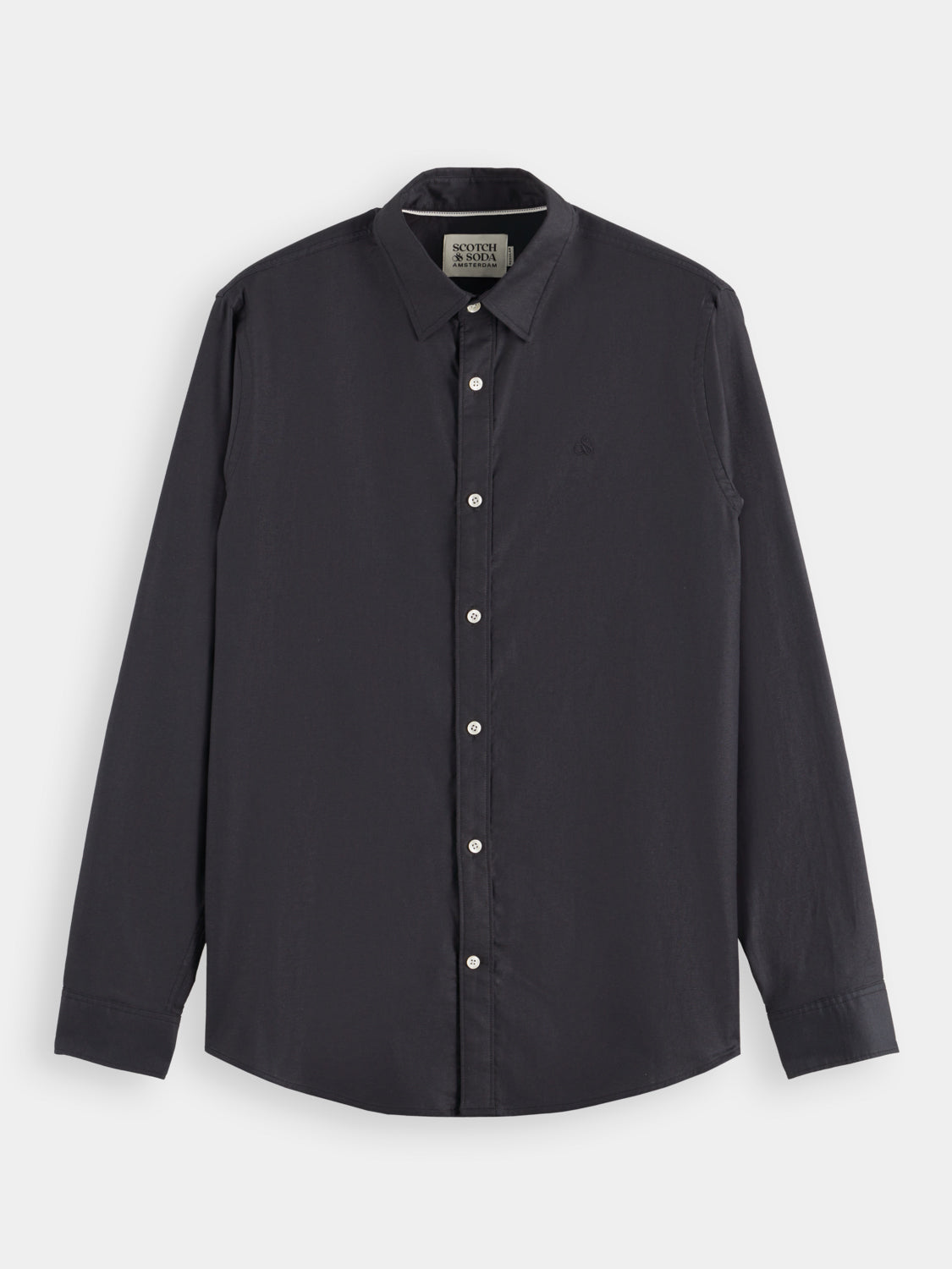 Long-sleeve Scotch & Soda Oxford shirt with classic collar and button-down front, shown in a light blue fabric.