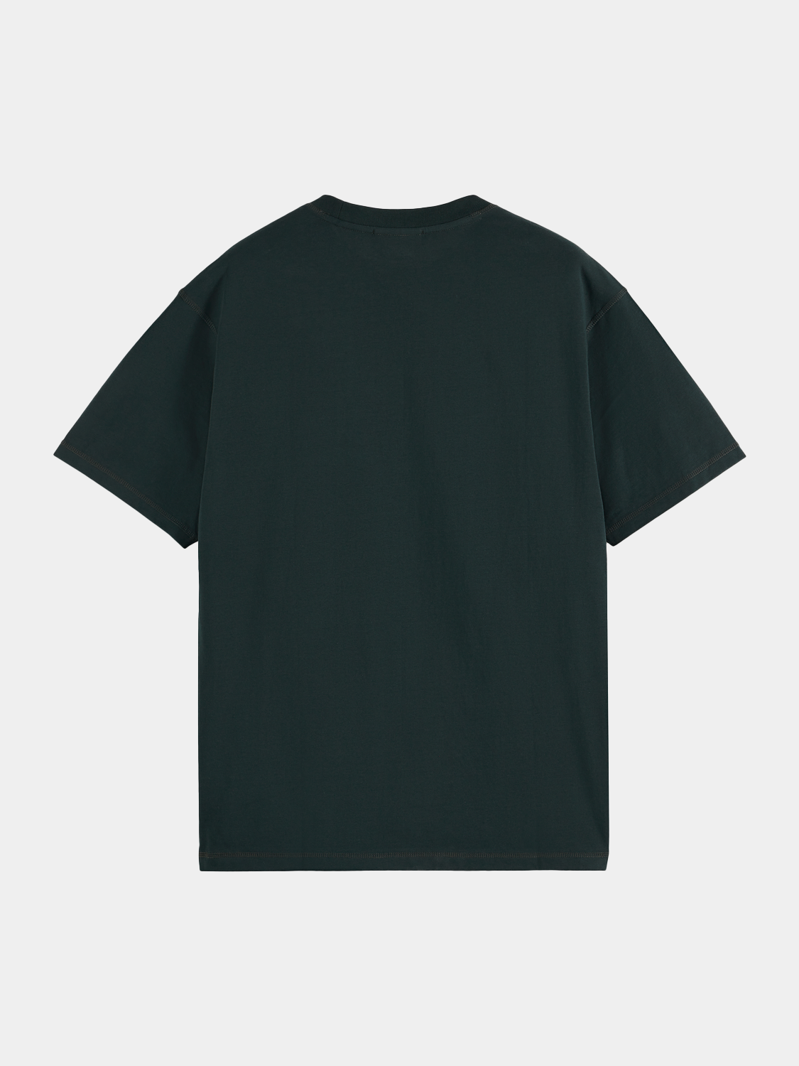 Black short-sleeve Scotch & Soda logo t-shirt with bold print on front, casual fit, and crew neckline.