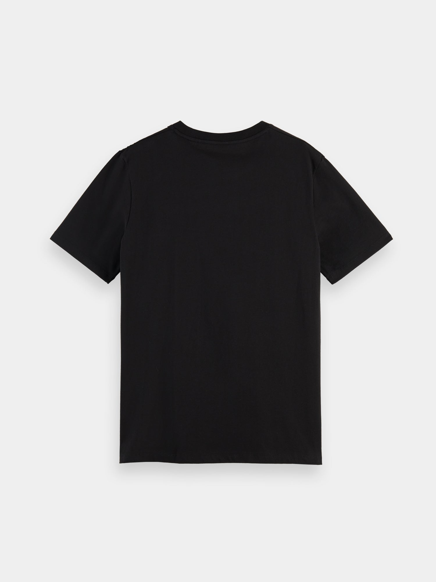 Black Scotch & Soda short-sleeve jersey t-shirt with crew neckline, casual fit, and subtle branding.