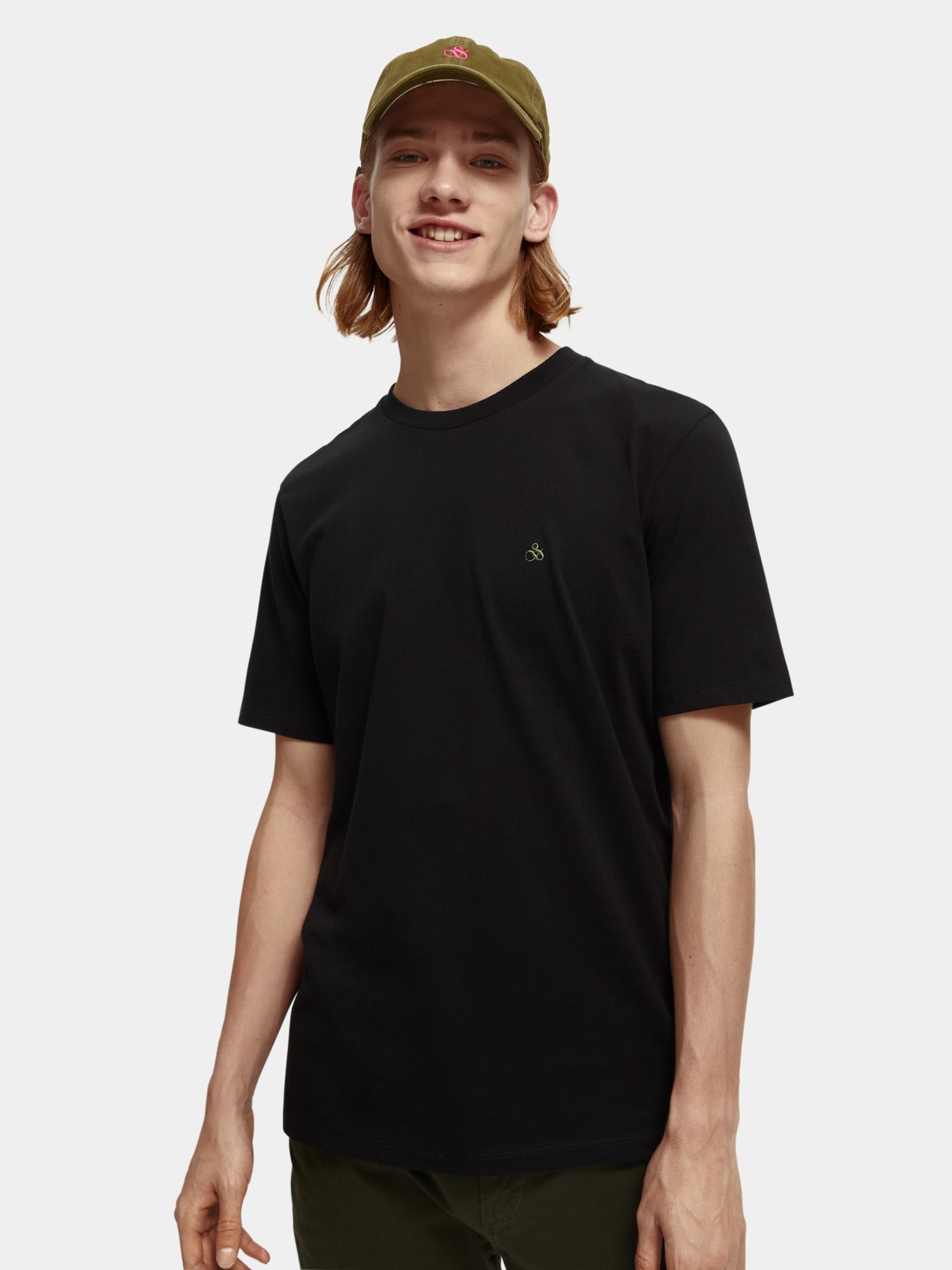 Short sleeve Scotch & Soda jersey t-shirt with a crew neck, featuring a casual fit and soft fabric in a solid color.