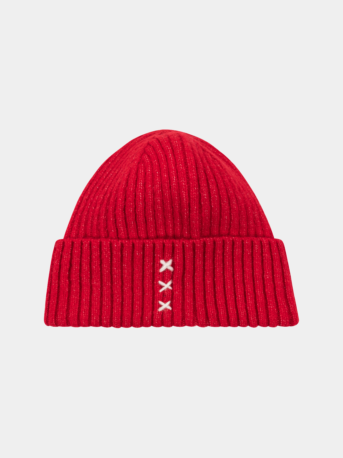 Gray ribbed cuffed beanie hat by Scotch & Soda, featuring a stretchy knit design and folded cuff for a cozy fit.
