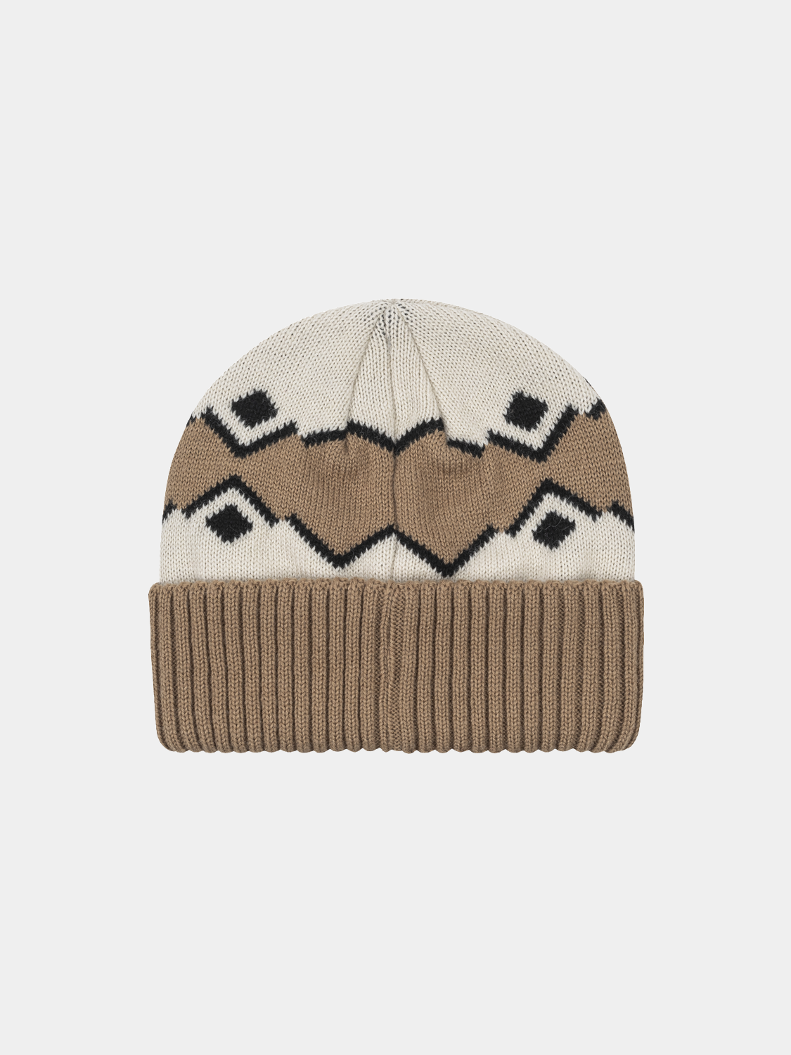 Black Fairisle cuff beanie hat by SCOTCH & SODA with a cozy knit pattern and folded cuff design.