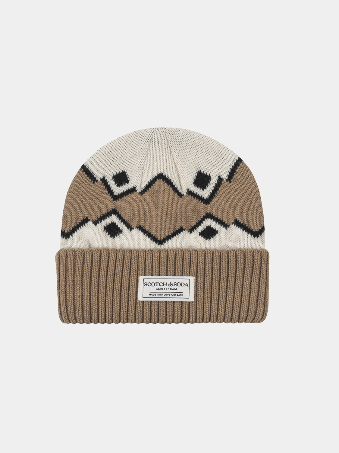 Scotch & Soda Fairisle cuff beanie hat in cozy knit with colorful pattern, perfect for cold weather.