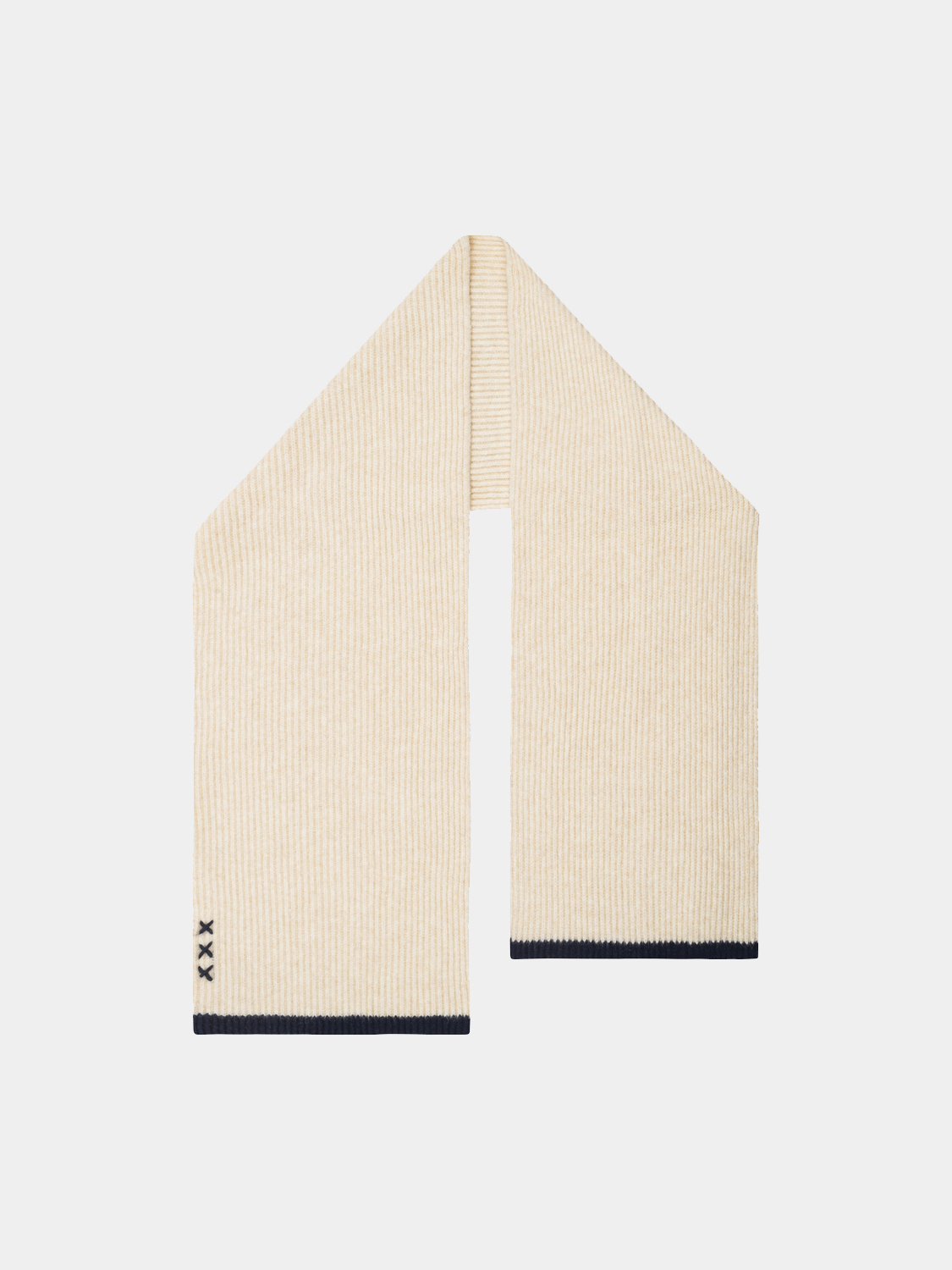Ribbed scarf by Scotch & Soda, showcasing soft knit texture in neutral tones, perfect for stylish winter accessories.