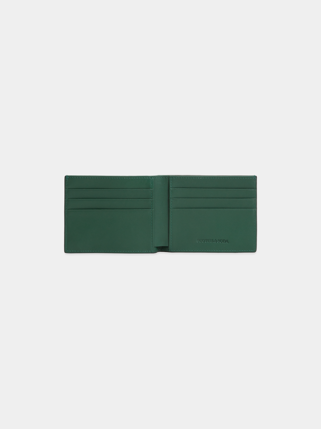 SCOTCH & SODA leather wallet, stylish brown bag with multiple card slots and a sleek design, made from high-quality leather.