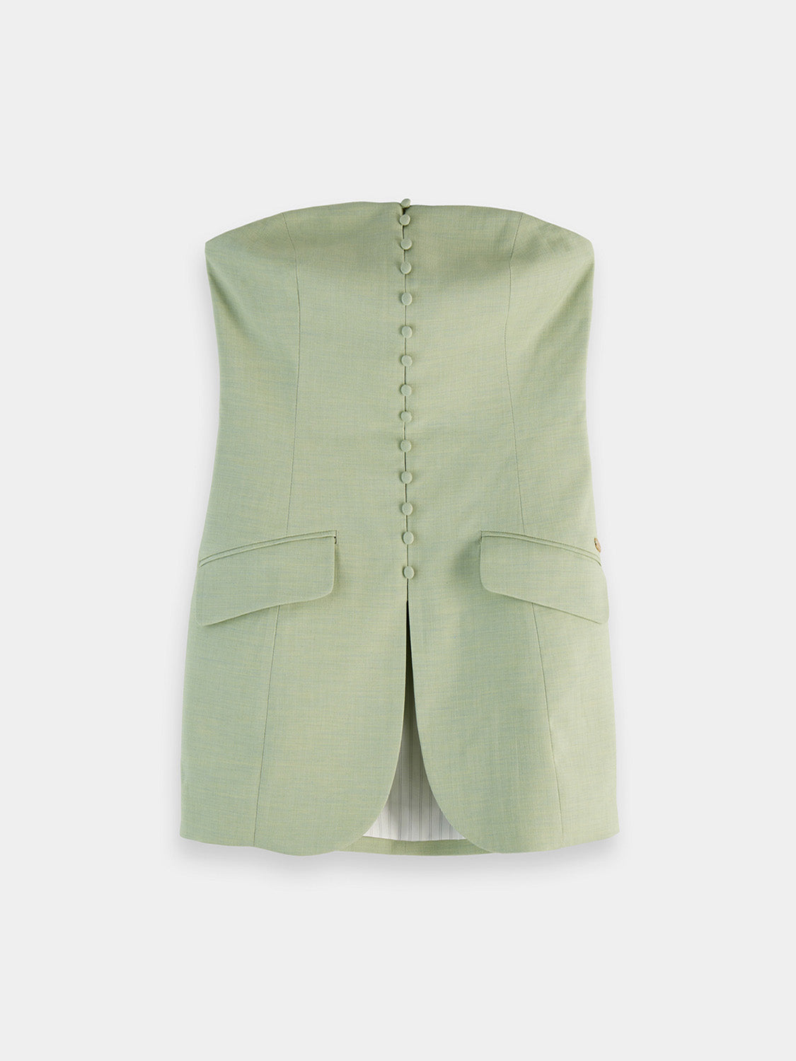 Woven tailored bodice top by Scotch & Soda featuring a fitted design and structured details on a neutral background.