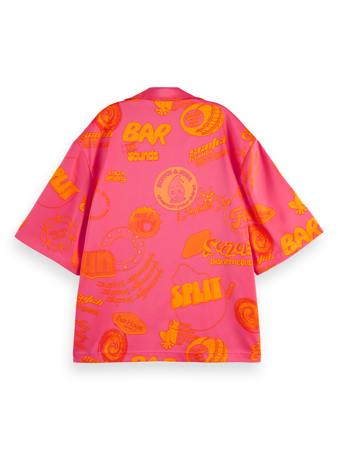 SCOTCH & SODA satin short-sleeved shirt, back view in smooth fabric