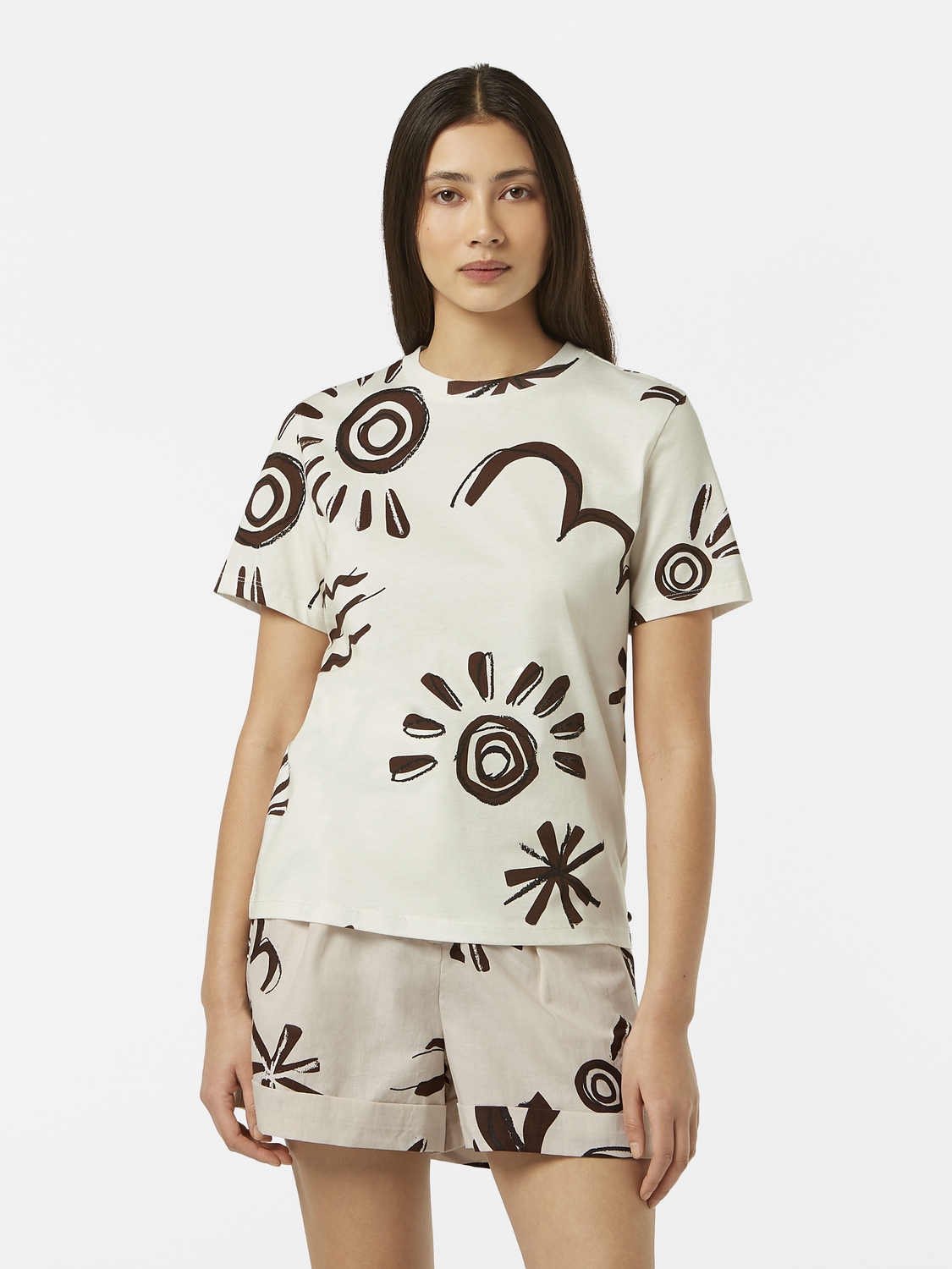 Printed short-sleeve T-shirt by Scotch & Soda featuring colorful graphic design on soft fabric.