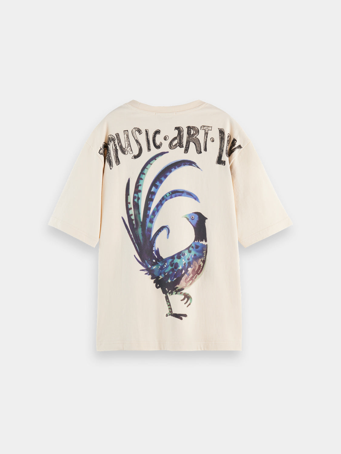 Black washed artwork T-shirt from SCOTCH & SODA featuring a casual short-sleeve design with artistic print on the front.