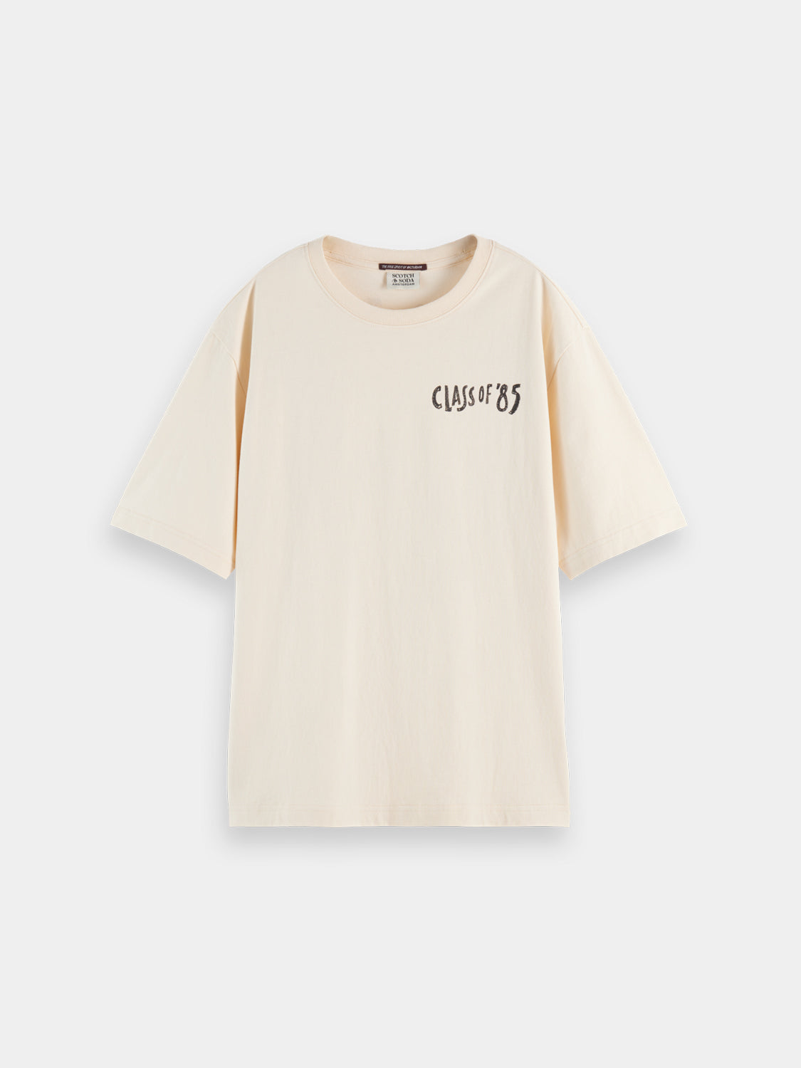 Washed artwork T-shirt by Scotch & Soda, short sleeve casual tee with artistic design, displayed on a plain background.