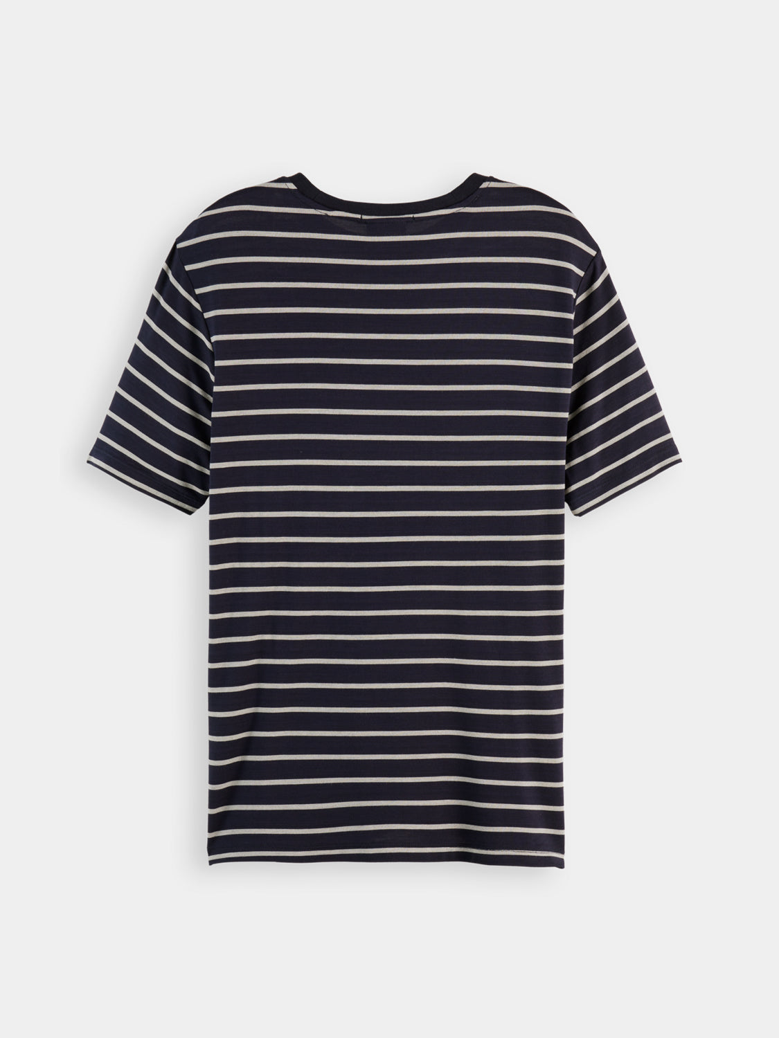 Black and white striped Scotch & Soda short-sleeve t-shirt with a classic crew neck.